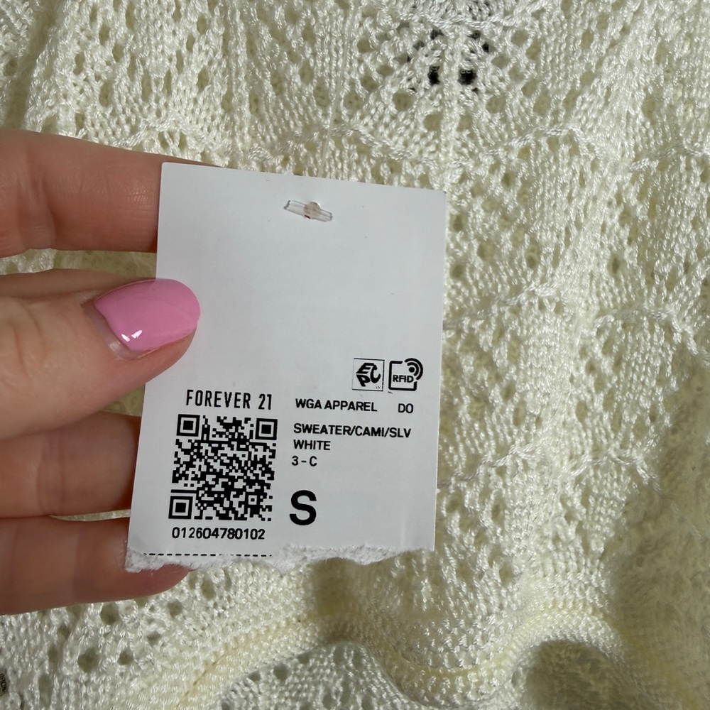 Forever 21 Cream Crochet Knit Crop Tank Top Festival Outfit | NWT Size S - Picture 9 of 11